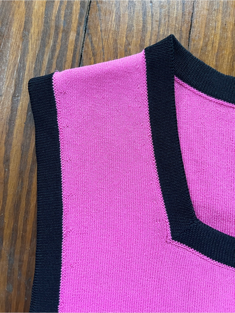 Grace Dane Lewis Women’s Pink Contrast-Trim Sleeveless Square Neck Tank PM - Picture 3 of 5